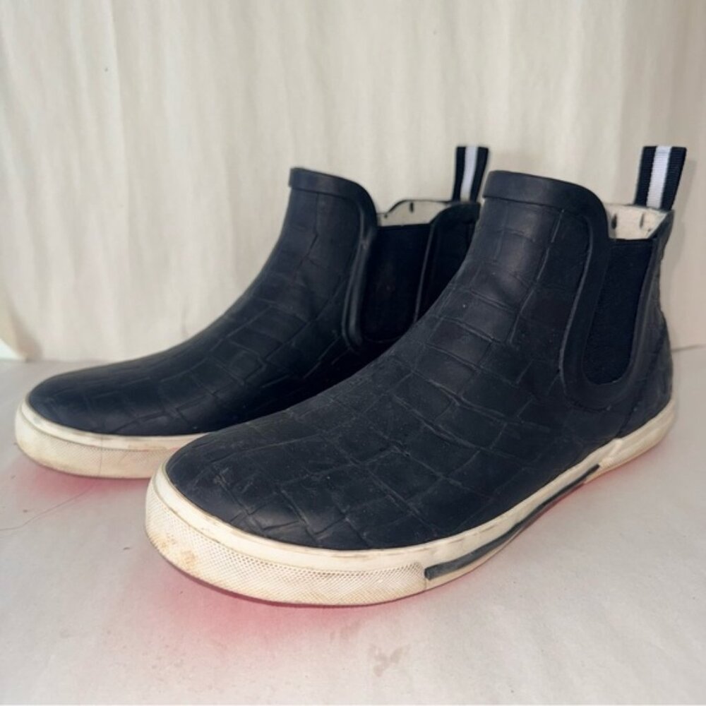 Joules Black Croc-Embossed Rain Boots
